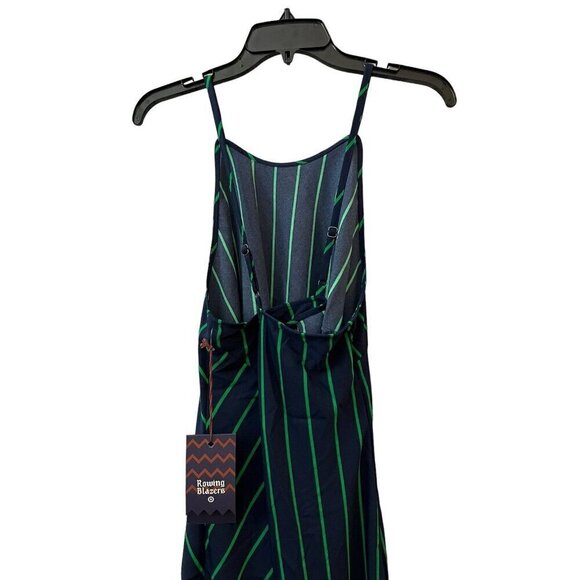 Rowing Blazers Slip Diagonal Stripe Midi Dress XXL Navy/Green - Picture 3 of 4